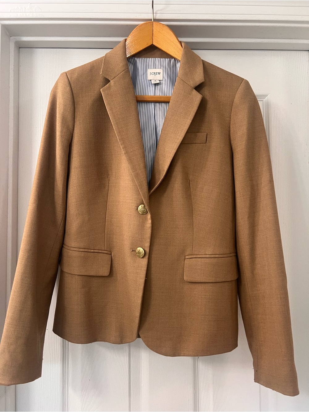 J. Crew Women's Classic Camel Wool Blend Blazer with Gold Buttons Sz 4